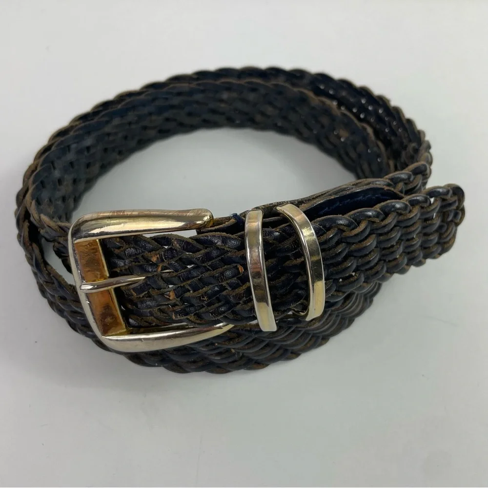 Talbots Navy Blue Braided‎ Leather Belt
